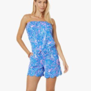 Lilly Pulitzer Jace Strapless Short Romper⛵️🎉Sailboat Print in Large NWT!